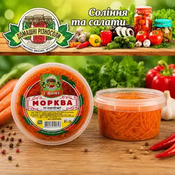 Морква по-корейськи 400г ТМ "Домашні Різносоли"